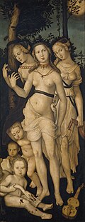 汉斯·巴尔东·格里恩的《美惠三女神》（Las tres gracias），151 × 61cm，约绘于1539年，来自腓力二世的收藏[30]
