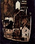 D?d stad eller Stad vid den bl? floden (1911), olja p? tr?, Leopold Museum, Wien